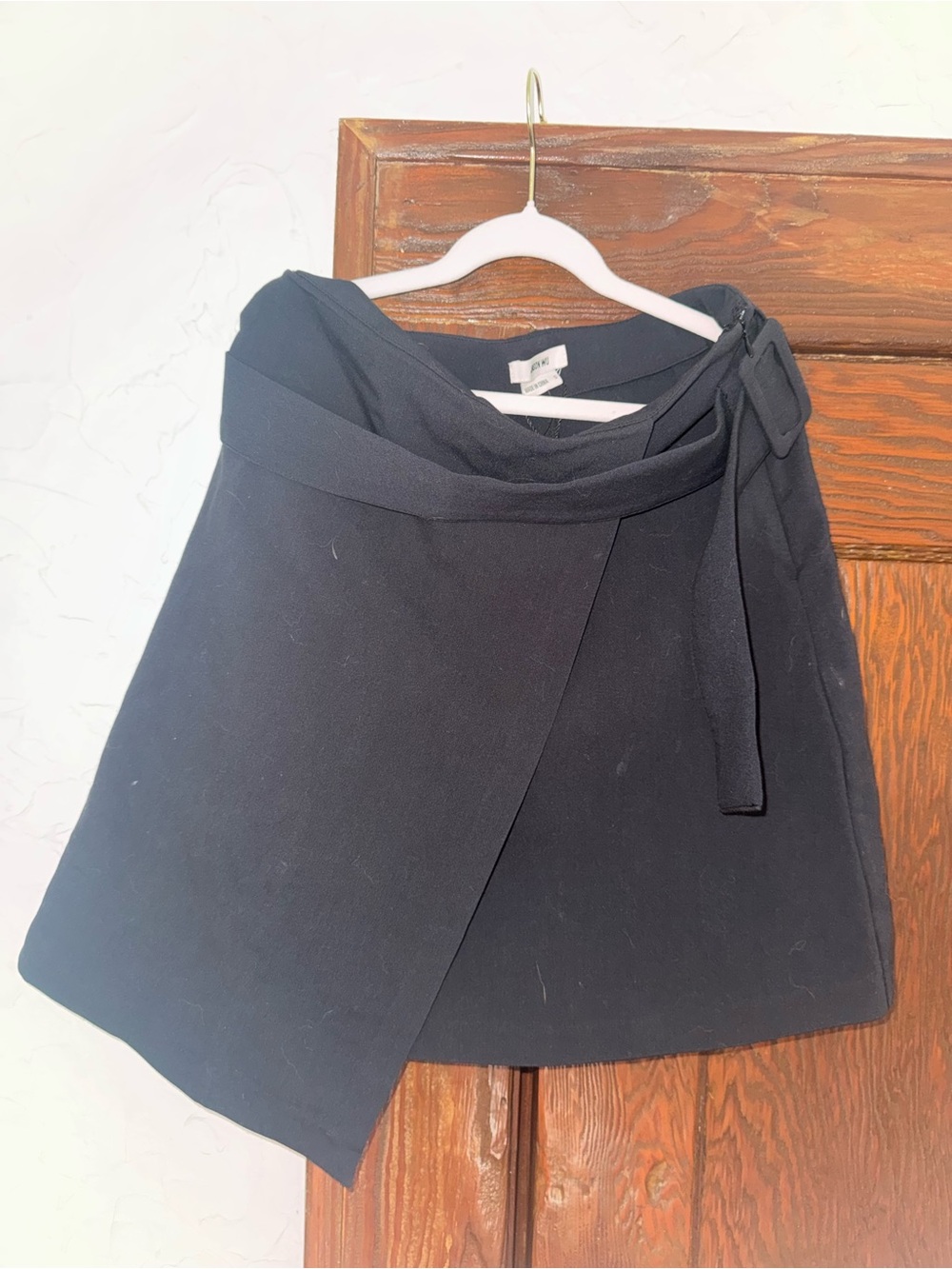 Navy Wrap Mini Skirt with Side Tie